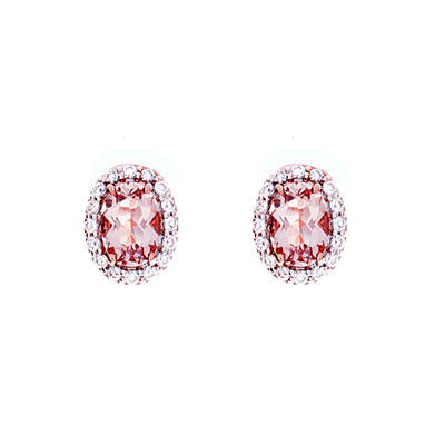 Morganite Halo Stud Earrings - Jewelry Store in St. Thomas | Beverly's Jewelry