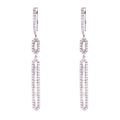 Baguette and round dangling diamond earrings - Jewelry Store in St. Thomas | Beverly's Jewelry