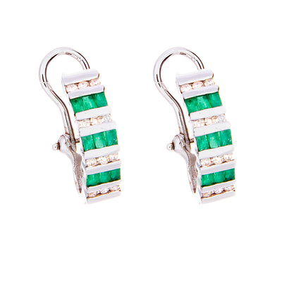 Emerald and Diamond Channel Set Earrings - Jewelry Store in St. Thomas | Beverly's Jewelry
