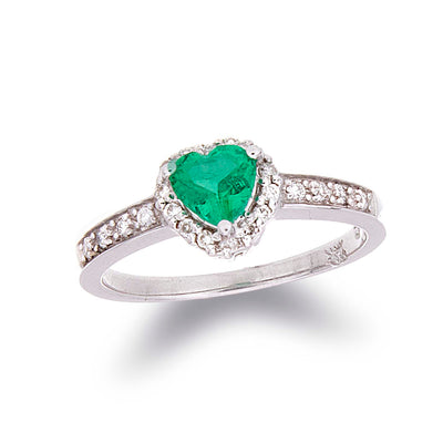 Heart Shaped Emerald Ring with Diamond Halo - Jewelry Store in St. Thomas | Beverly's Jewelry