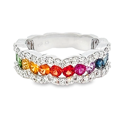 Rainbow Sapphire and Diamond Ring