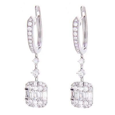Baguette & Round Diamond Drop Earrings - Jewelry Store in St. Thomas | Beverly's Jewelry