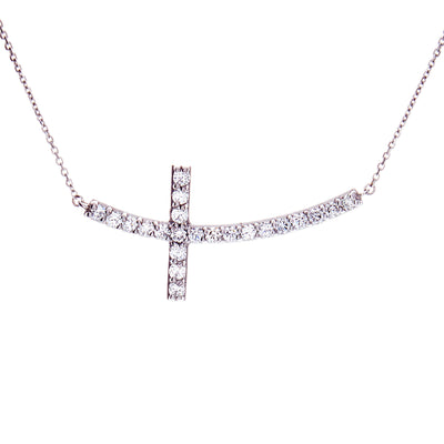 Sideways Diamond Cross Necklace - Jewelry Store in St. Thomas | Beverly's Jewelry